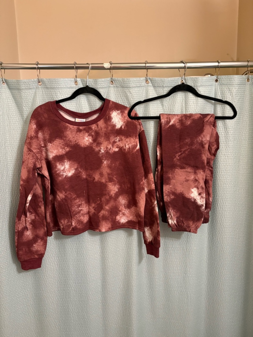 LuLaRoe Maroon & Cream Tie-Dye Women's Pajama Set